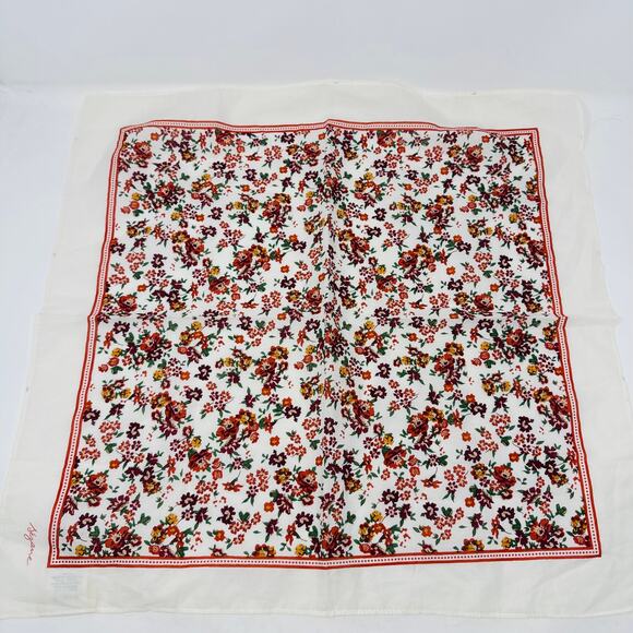 Sézane Floral Print Cotton Scarf Square Bandana 100% Organic Cotton - Picture 1 of 7